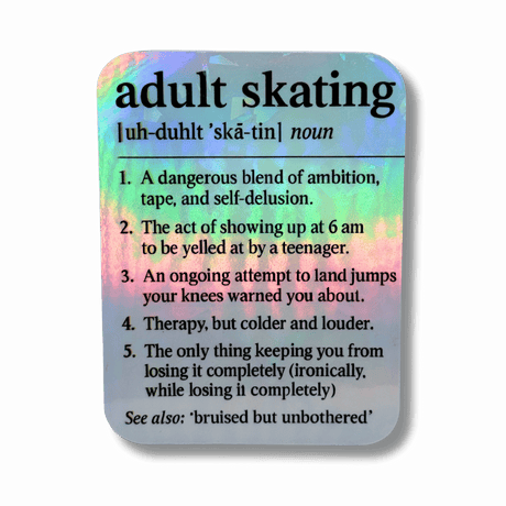 Definition of 'adult skating' with colorful background