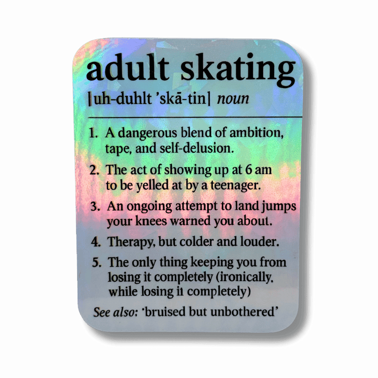 Definition of 'adult skating' with colorful background