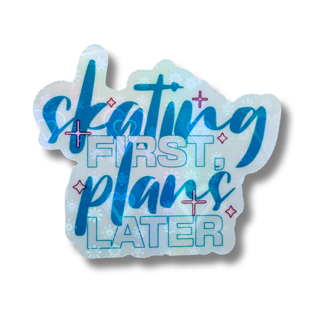 Skating First Plans Later Clear Hearts Holo Stickers - Adults Skate Too LLC