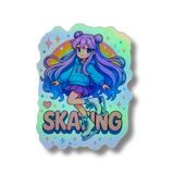 Skating Girl Sparkle Holo Stickers - Adults Skate Too LLC
