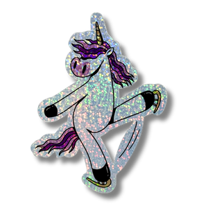 Skating Unicorn Holo Glitter Stickers