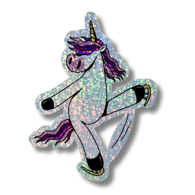 Skating Unicorn Holo Glitter Stickers - Adults Skate Too LLC