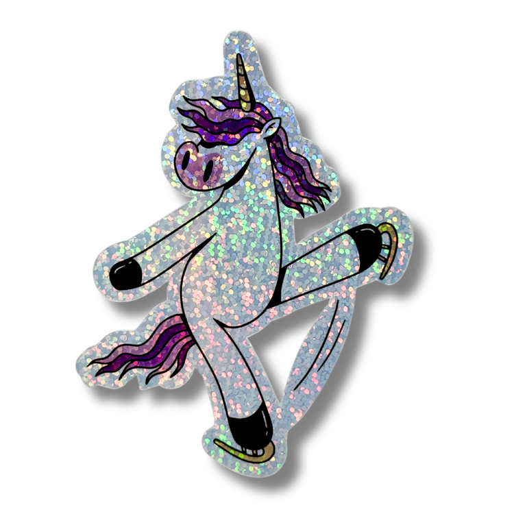Skating Unicorn Holo Glitter Stickers - Adults Skate Too LLC