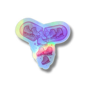 Skating Happy Pill Holo Stickers