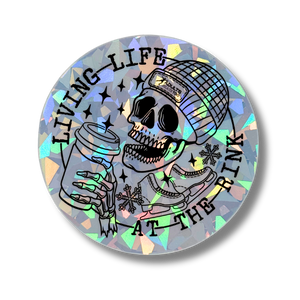 Living Life At The Rink Cracked Holo Stickers