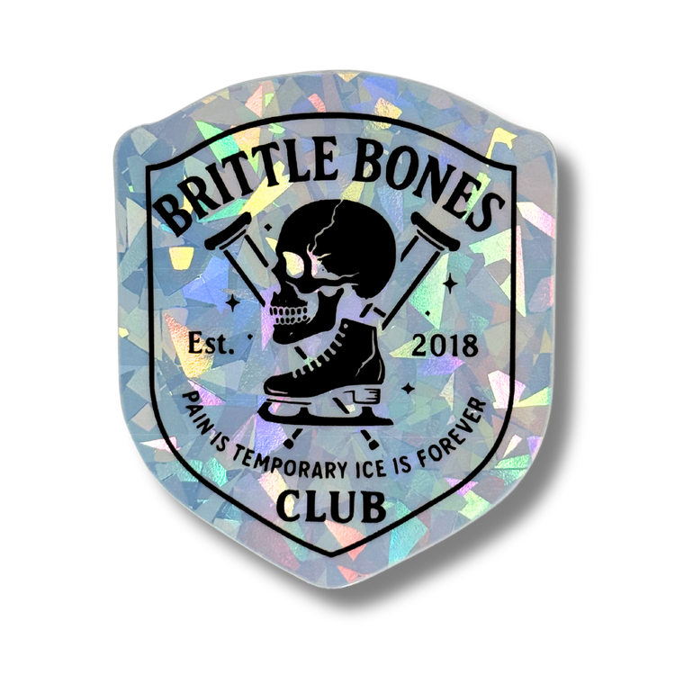 Brittle Bones Club Cracked Ice Holo Stickers - Adults Skate Too LLC