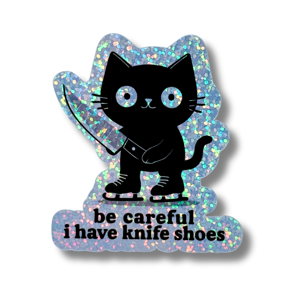 Be Careful I Have Knife Shoes Cat Sticker