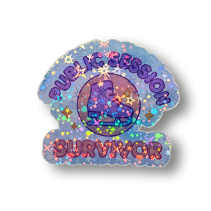 Public Session Survivor Sparkle Holo Stickers - Adults Skate Too LLC