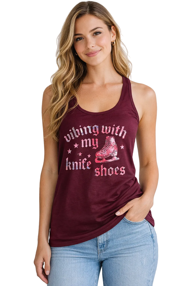 Vibing With My Knife Shoes Pink Cosmic Tank - S - OneofOne